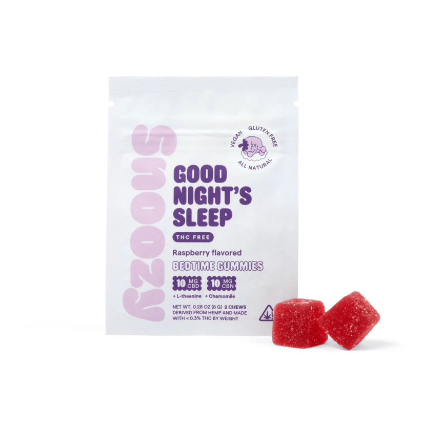 Snoozy Good Night's Sleep THC Free 2 count raspberry gummies