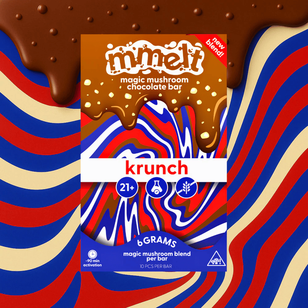 mmelt mushroom chocolates krunch 6g hero front