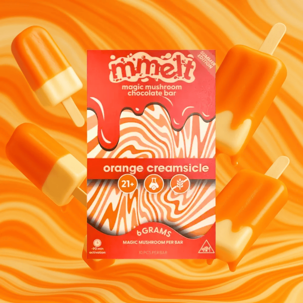 mmelt mushroom chocolates orange creamsicle 6g hero front