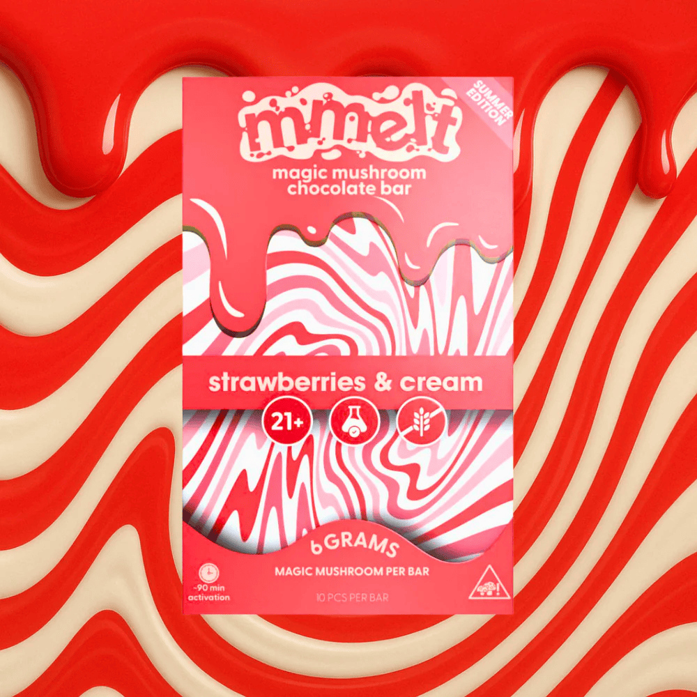 mmelt mushroom chocolates strawberries and cream 6g hero front