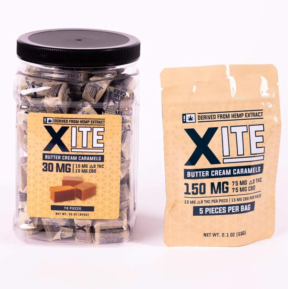 Xite Butter Cream Caramels jar and bag