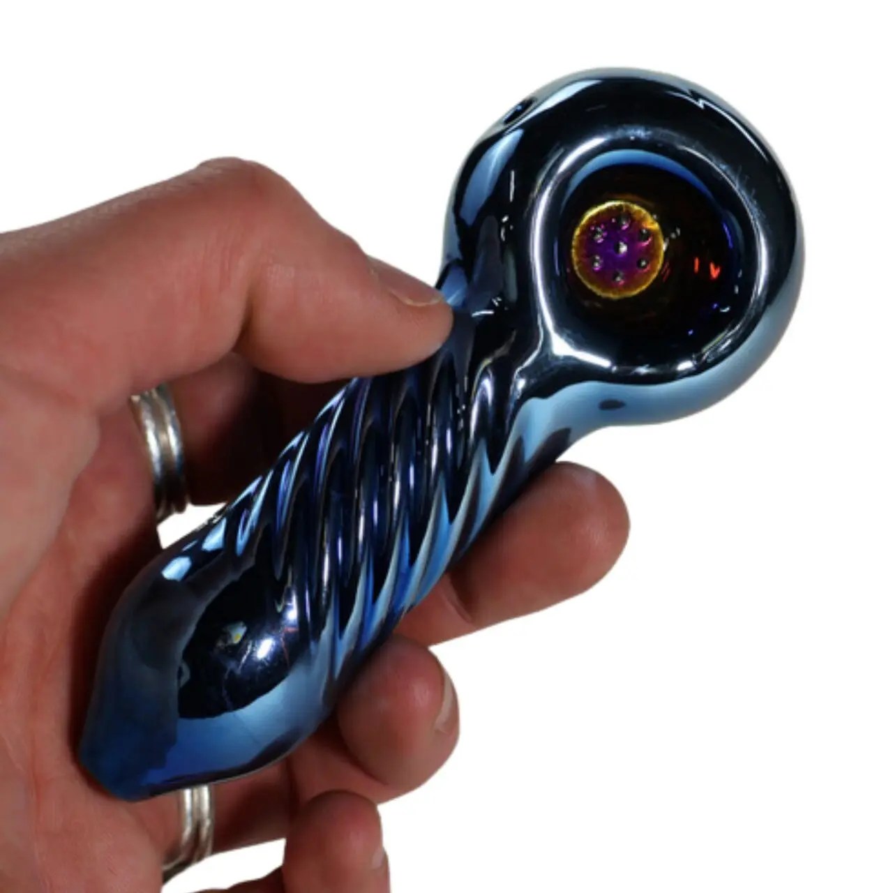 4.5" Iridized Honeycomb Screen Spoon Pipe