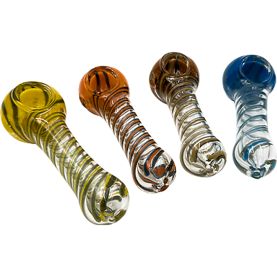 4" Ribbon Spun Hand Pipe With Frit