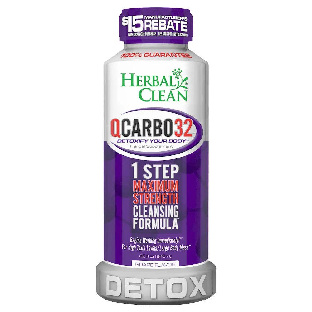 Herbal Clean QCarbo32 detox drink 32oz front bottle