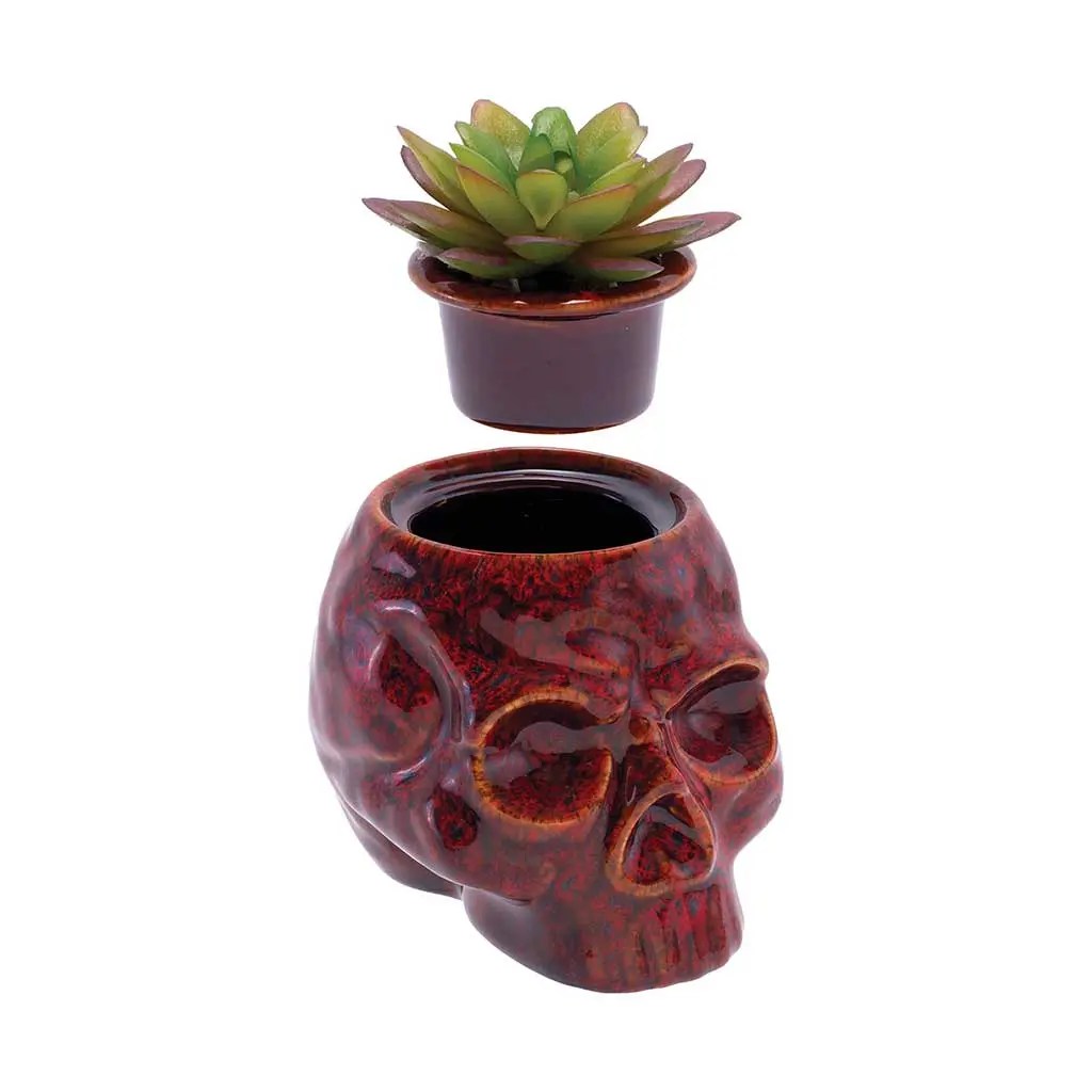 Skull planter stash jar side profile