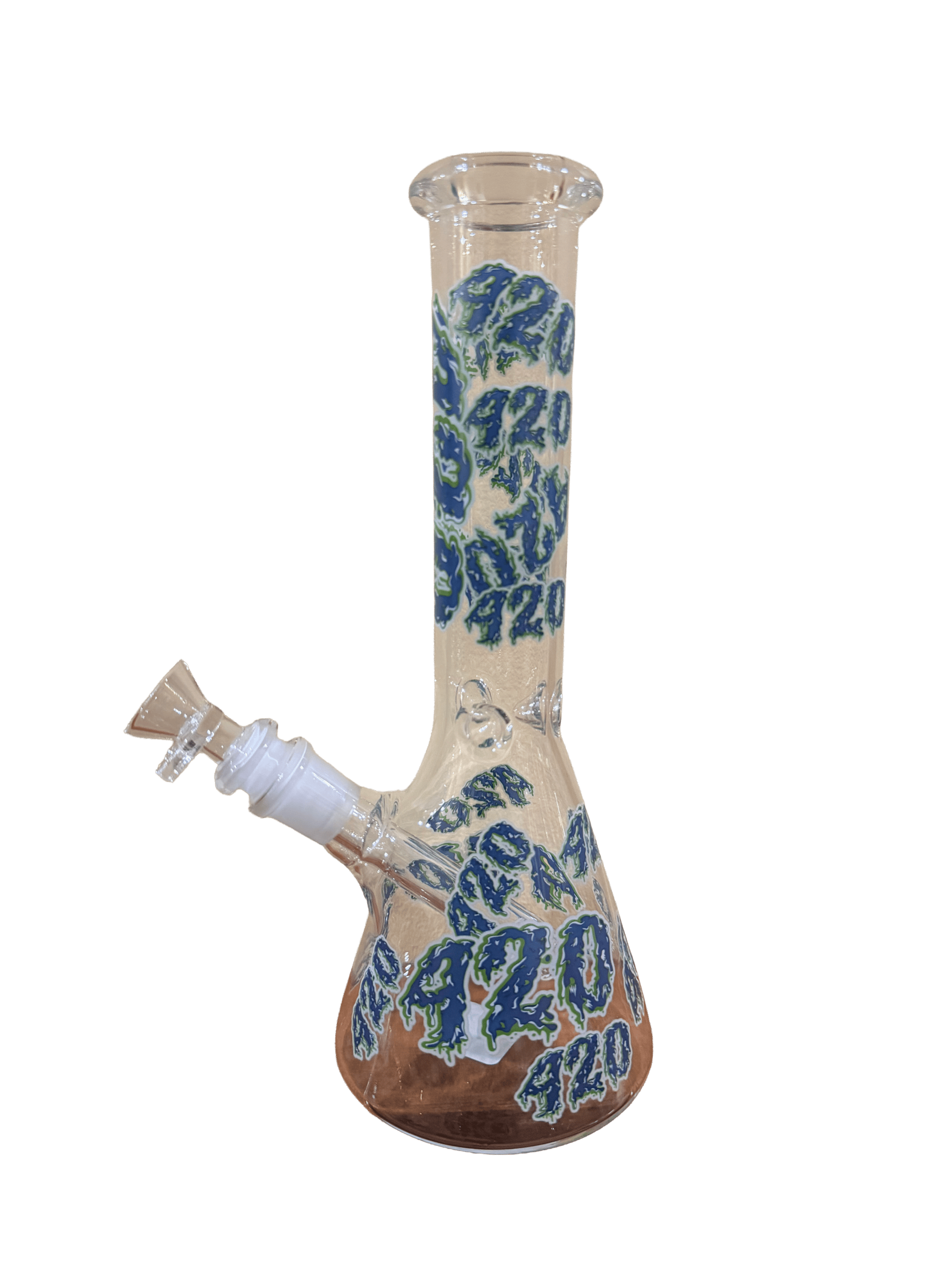 10 inch Beaker Water Pipe 420 Blue Green glass bong