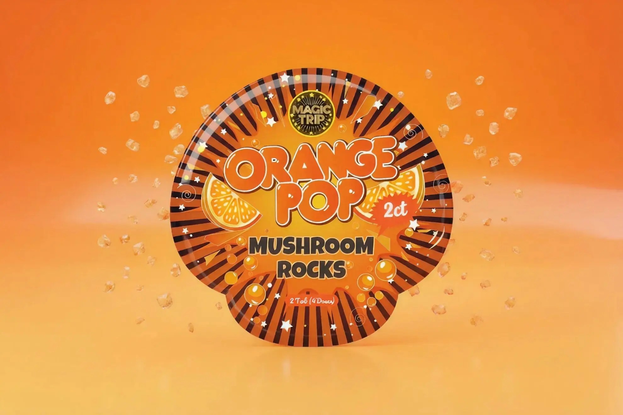 Magic Trip Mushroom Popping Rock Candy Orange Pop