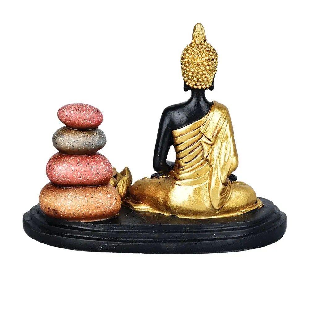 Sitting Buddha &amp; Cairns Dual Incense Burner - 5" product image 2