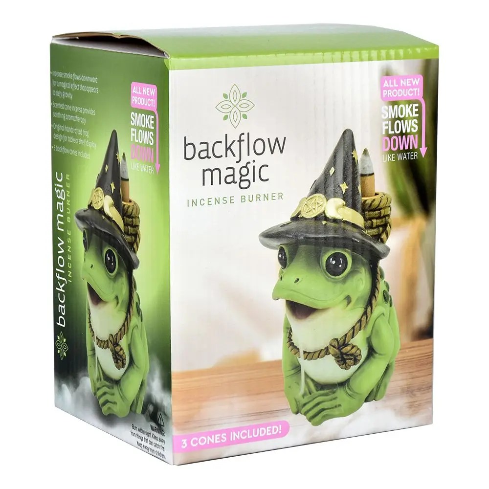 Bewitching Frog Back Flow Incense Burner - 5" product image 3