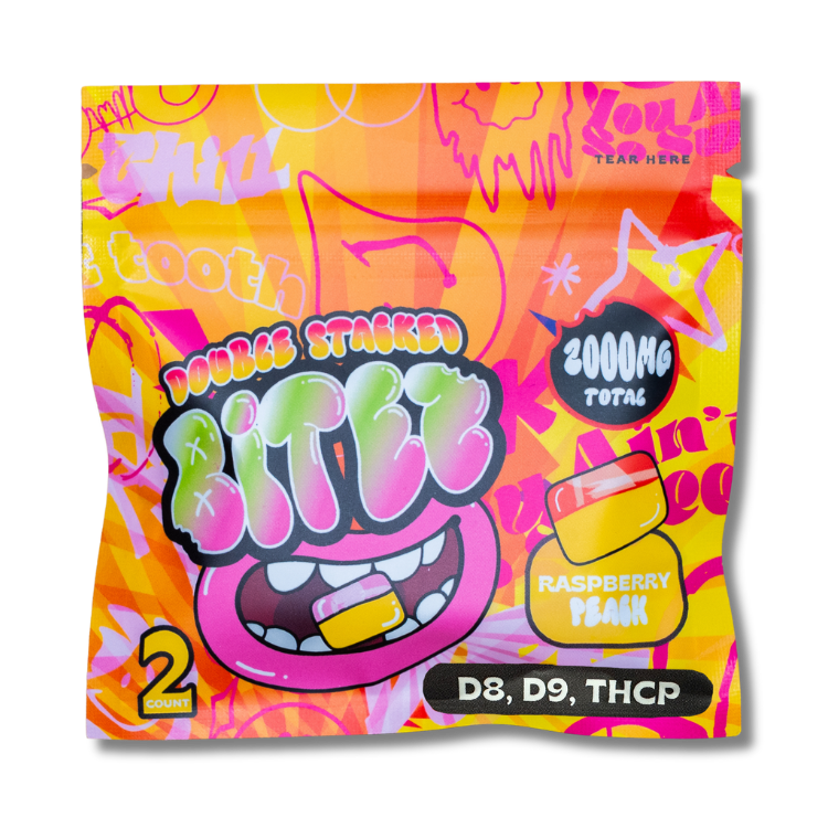 Ocho Double Stack Bitez Raspberry Peach 2000mg THC edible