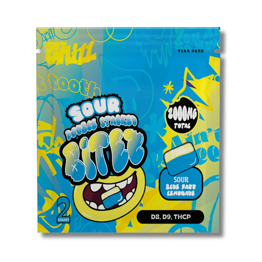Ocho Double Stack Bitez Sour Blue Razz Lemonade 2000mg THC edible