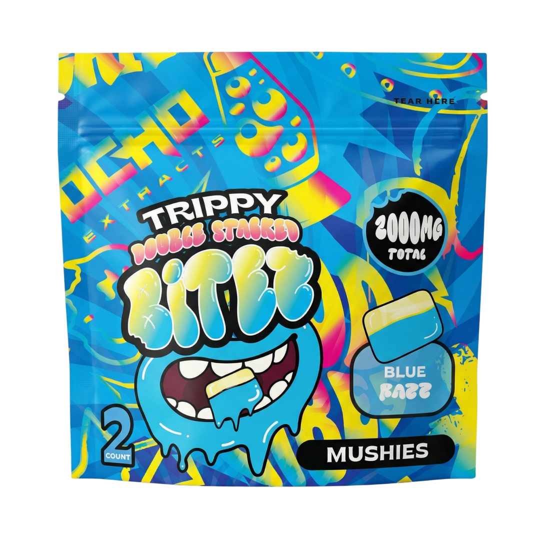 Ocho Trippy Bitez Blue Razz Mushroom Gummies