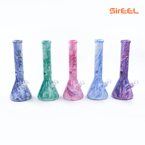 14 inch Mirage Stone Water Pipe beaker bong in assorted marbled colors - blue, green, pink, sky blue, and purple