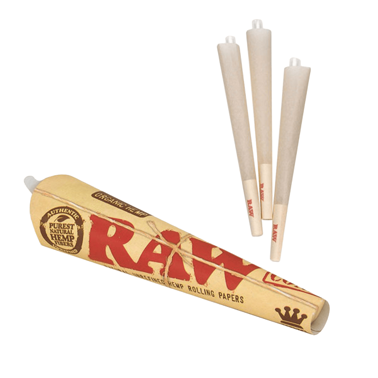 RAW Organic Hemp Cones King Size 3 pack, unrefined hemp pre-rolled cones with filter tips