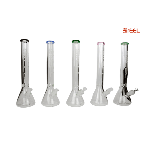 SirEEL Supersized Beaker Bong color lineup showing five available glass colorways