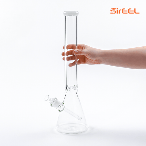 Hand holding the SirEEL Supersized Beaker Bong showing its 18 inch height