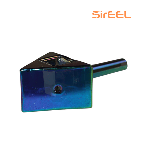 Rainbow oil-slick SirEEL Vision Triangle Pipe with iridized glass finish