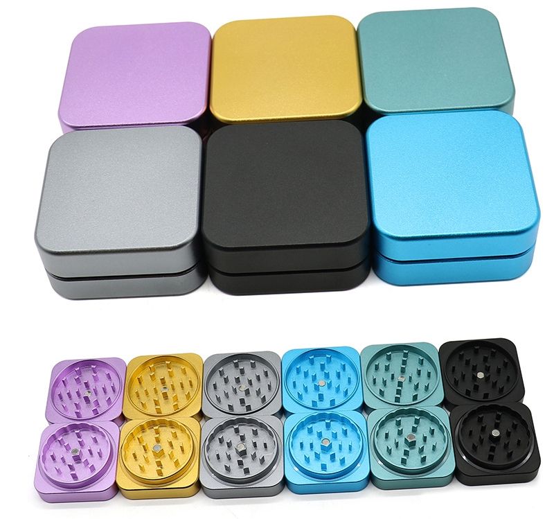Colorful Aluminum Alloy Square Grinder 55mm – 2 Layers