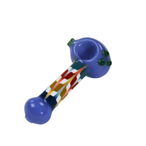 Blue Wig Wag Hand Pipe with wrap n rake stripe and green glass accents