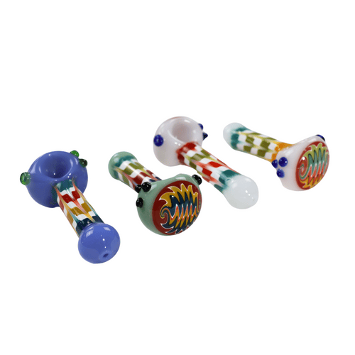 Wig Wag Hand Pipe assortment showing blue, green, white and red colorways