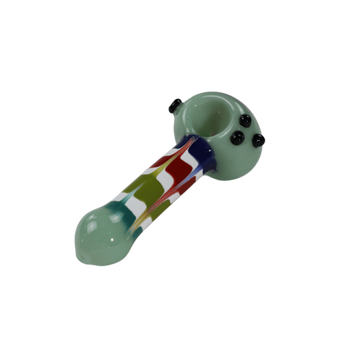 Mint green Wig Wag Hand Pipe with multicolor wrap n rake pattern