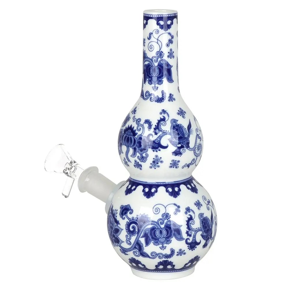 SeshGear Chinese Vase Ceramic Water Pipe - 7.75" / 14mm F / Double Bubble Base product image 6