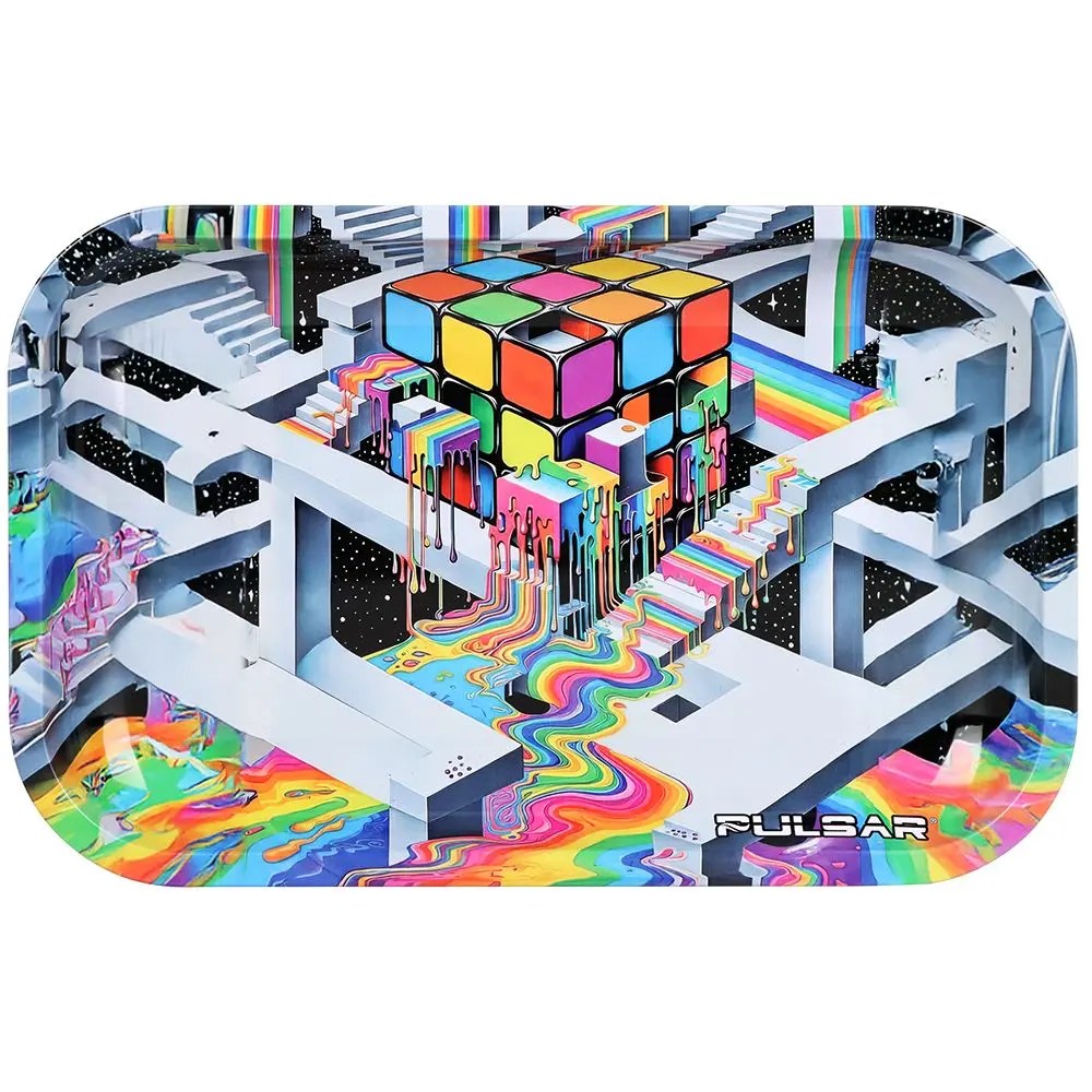 Metal Rolling Tray - Cubic Reality / 11"x7"