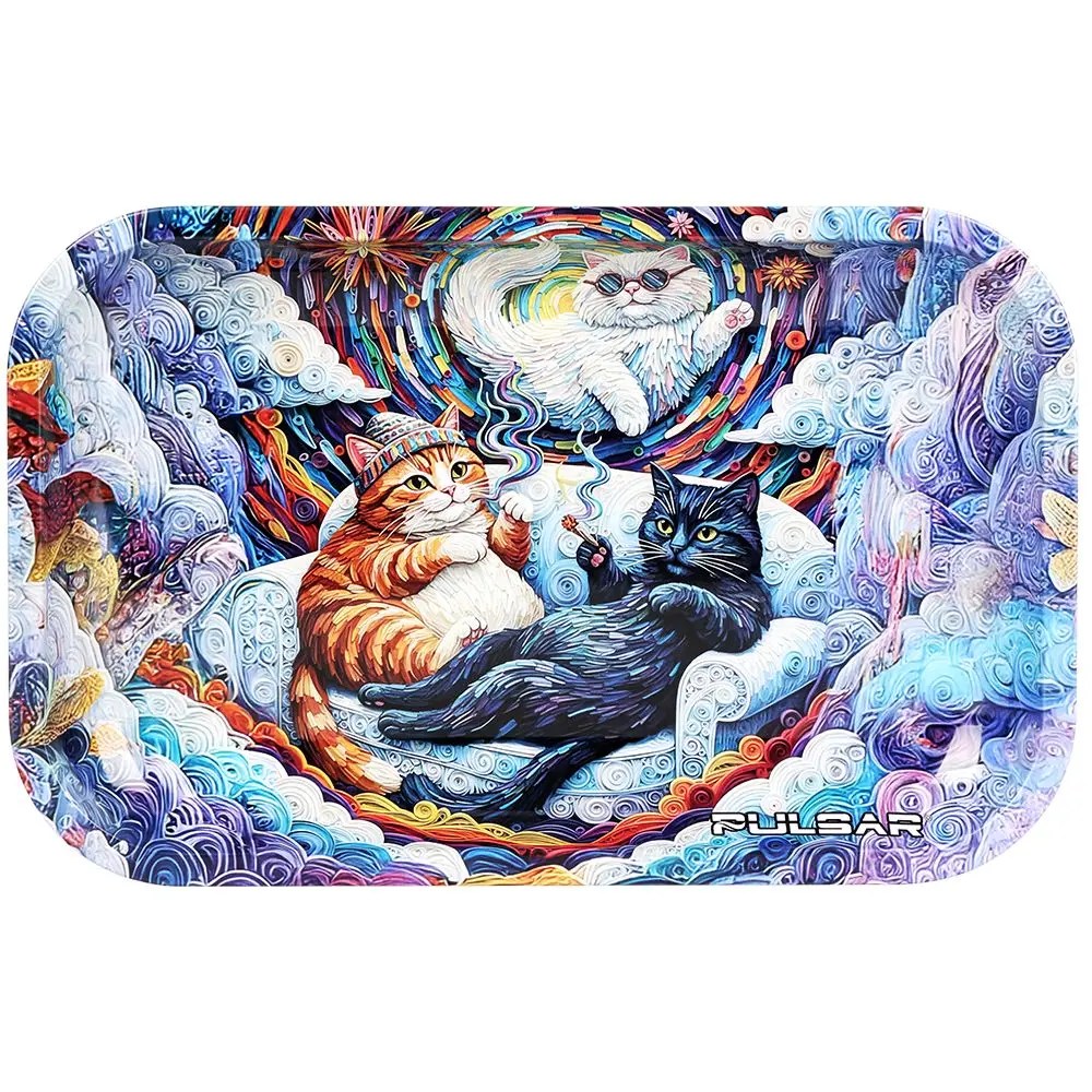 Metal Rolling Tray - Couch Cats / 11"x7" product image 1