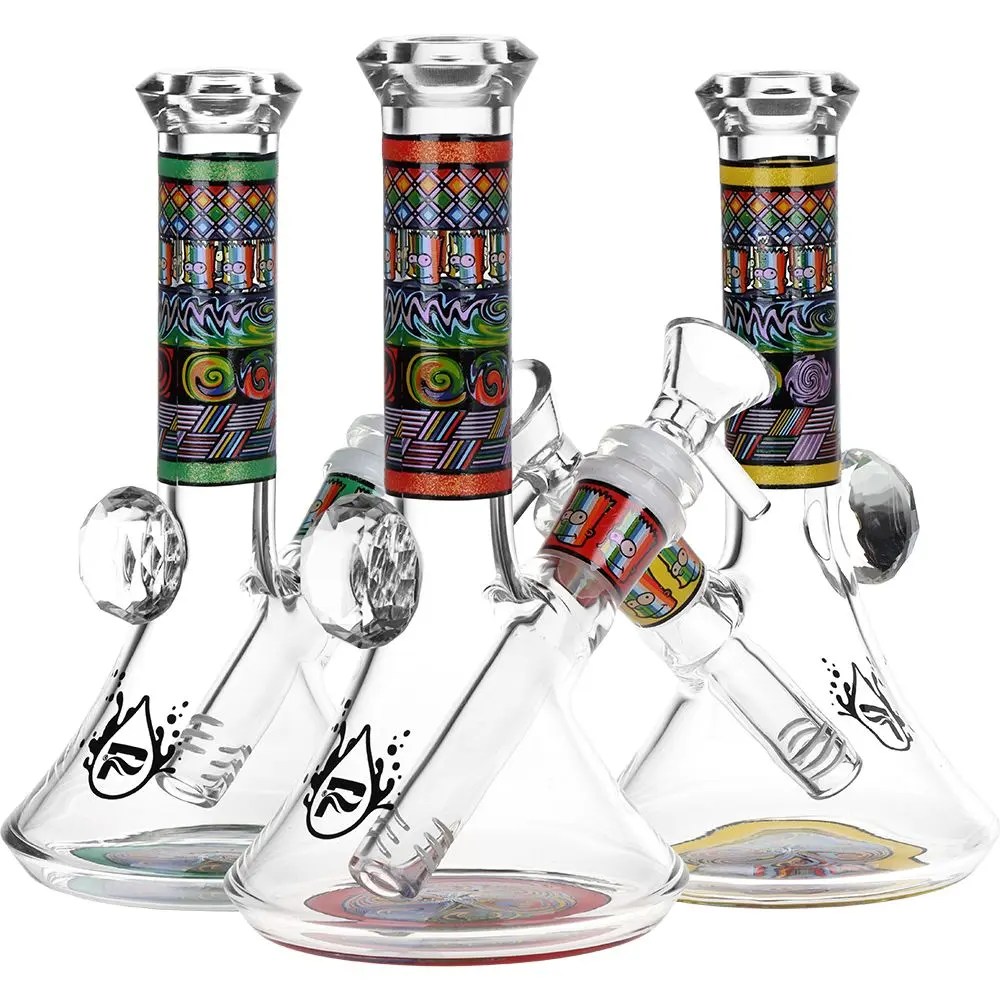 Mosaic Bart Wag Glass Water Pipe - 6.75" / 14mm F / Colors Vary