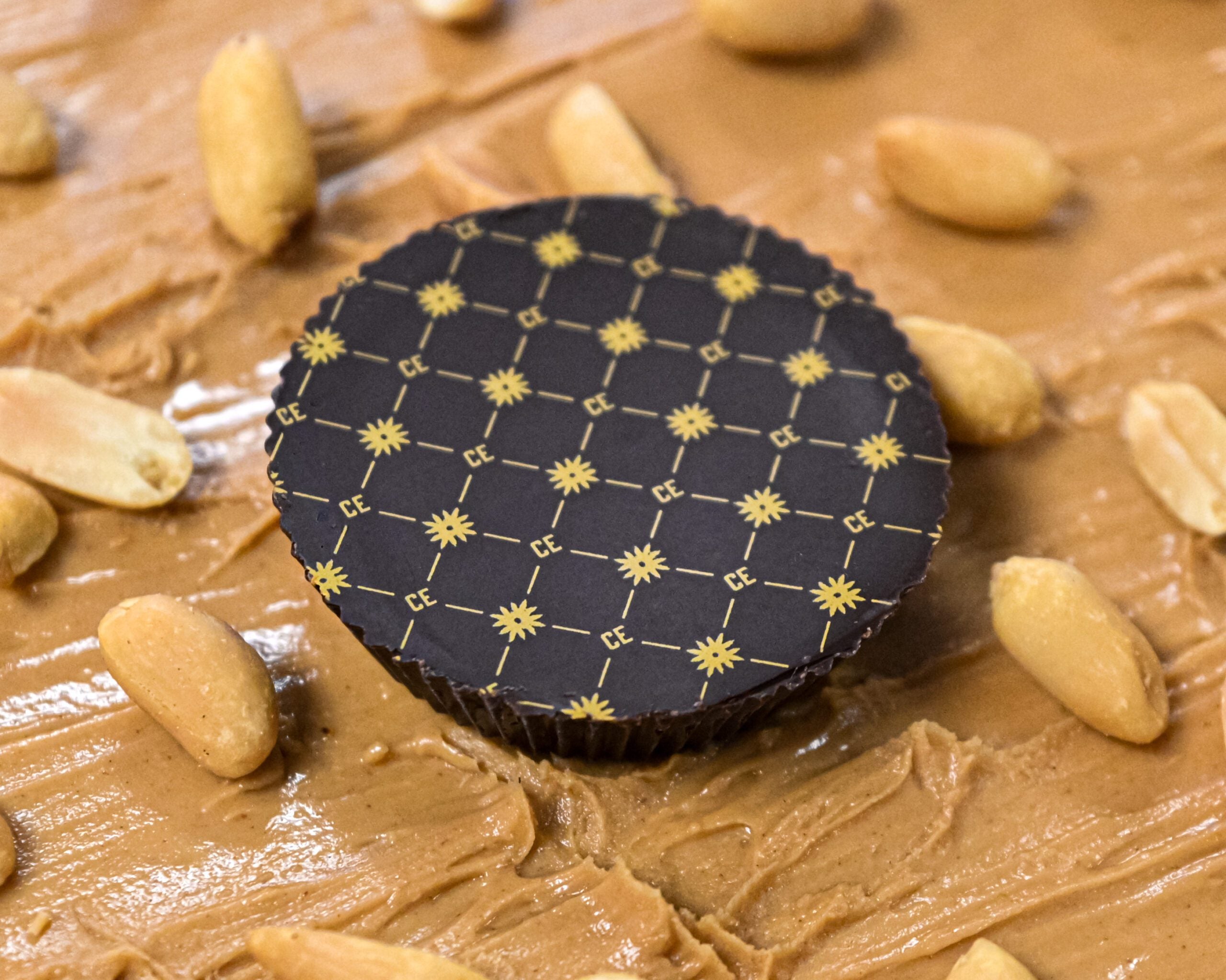 CannaElite 50mg Peanut Butter Cup on creamy peanut butter - Delta 9 THC edible