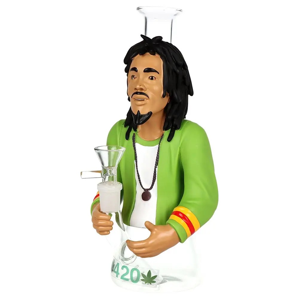 Reggae Legend Glass &amp; Vinyl Water Pipe - 9" / 14mm F product image 2
