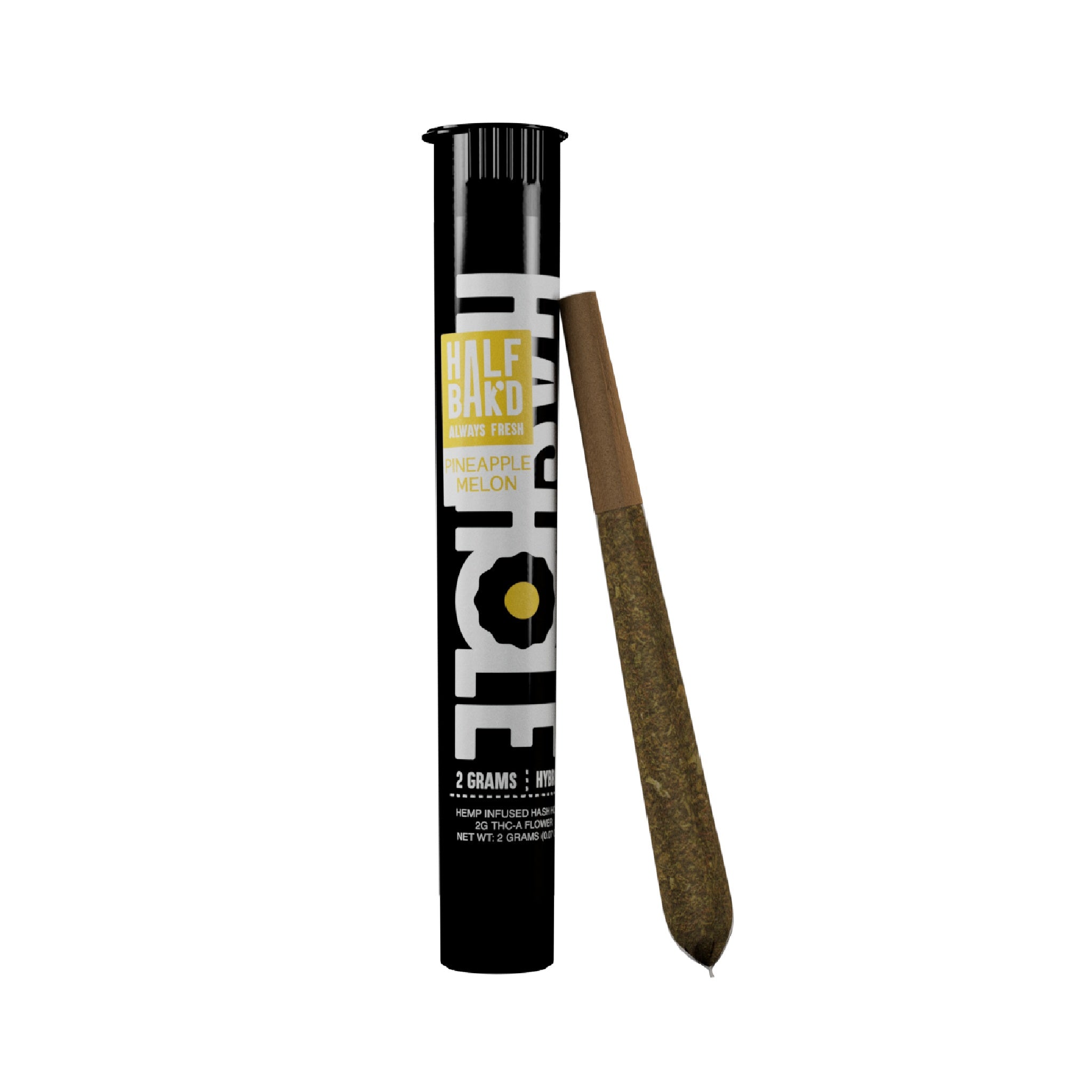 Half Bak'd Hash Holes Pineapple Melon hybrid 2g THC-A infused pre-roll with hash core