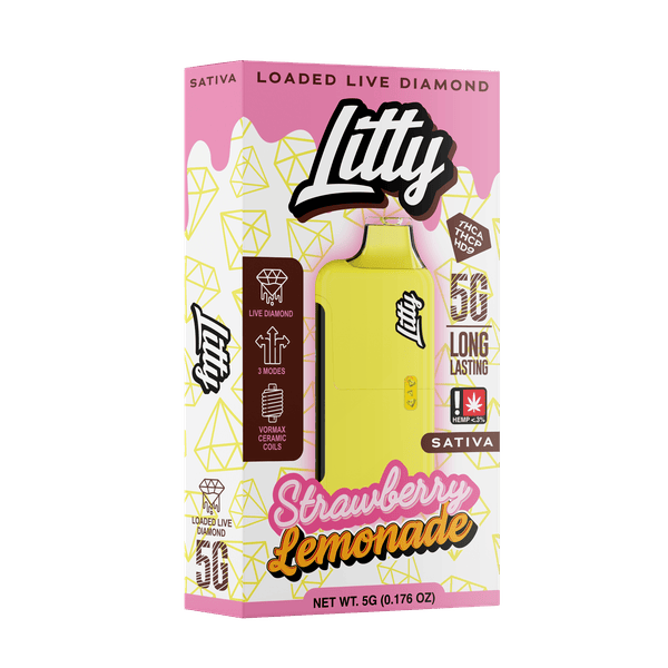 Litty 5g THC-A Disposable Strawberry Lemonade sativa live diamond vape pen