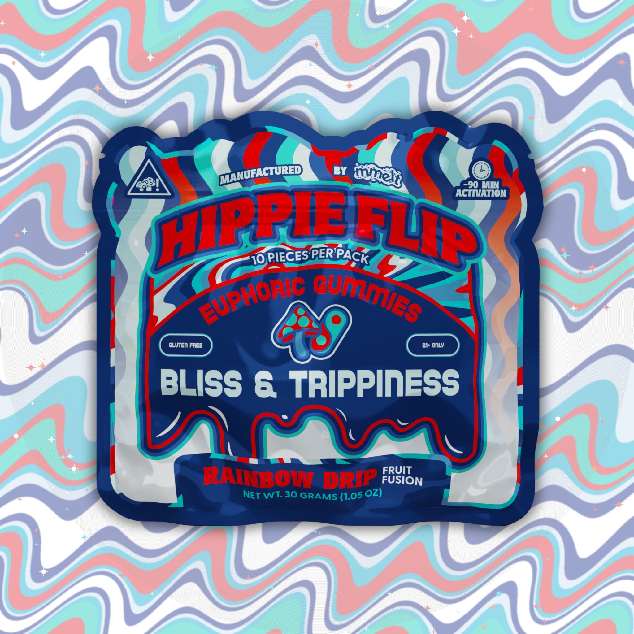 Hippie Flip Mushroom Gummies Rainbow Drip 6G gummy 6-pack