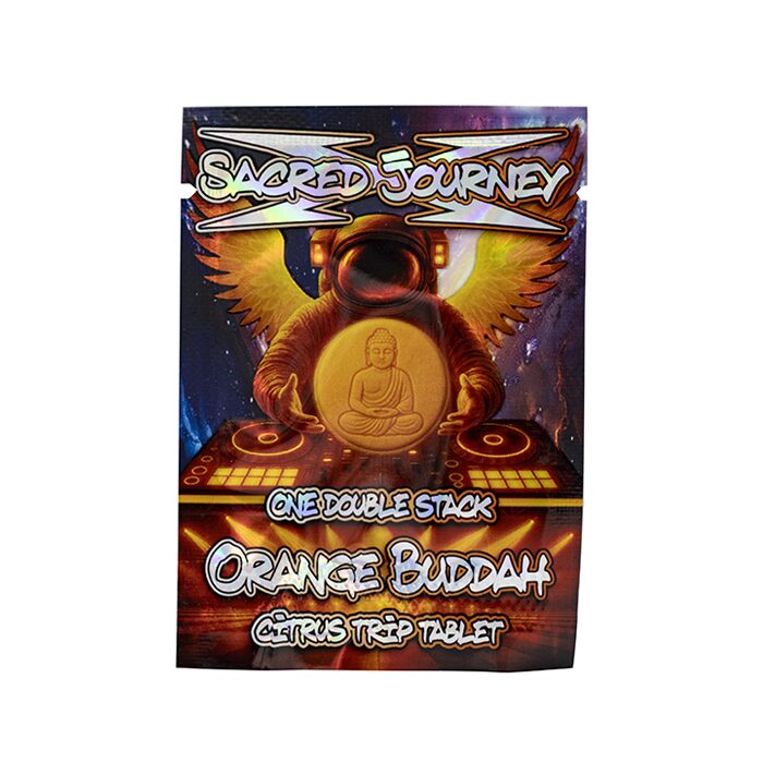 Sacred Journey Mushroom Tablet Orange Buddah Citrus Trip double stack pouch