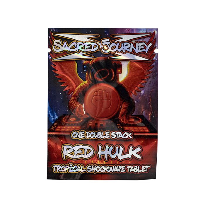 Sacred Journey Mushroom Tablet Red Hulk Tropical Shockwave double stack pouch