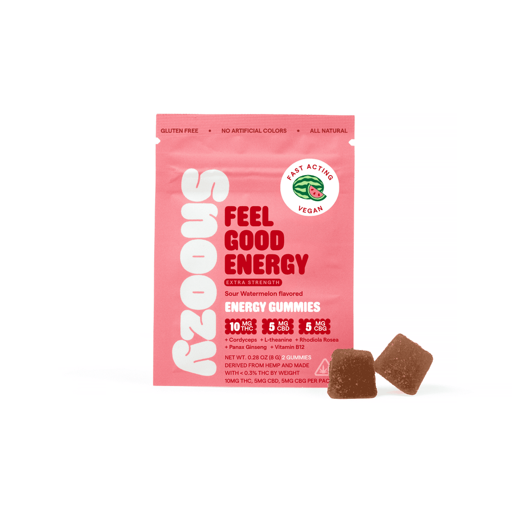 Snoozy Feel Good Energy Extra Strength 2 count watermelon gummies