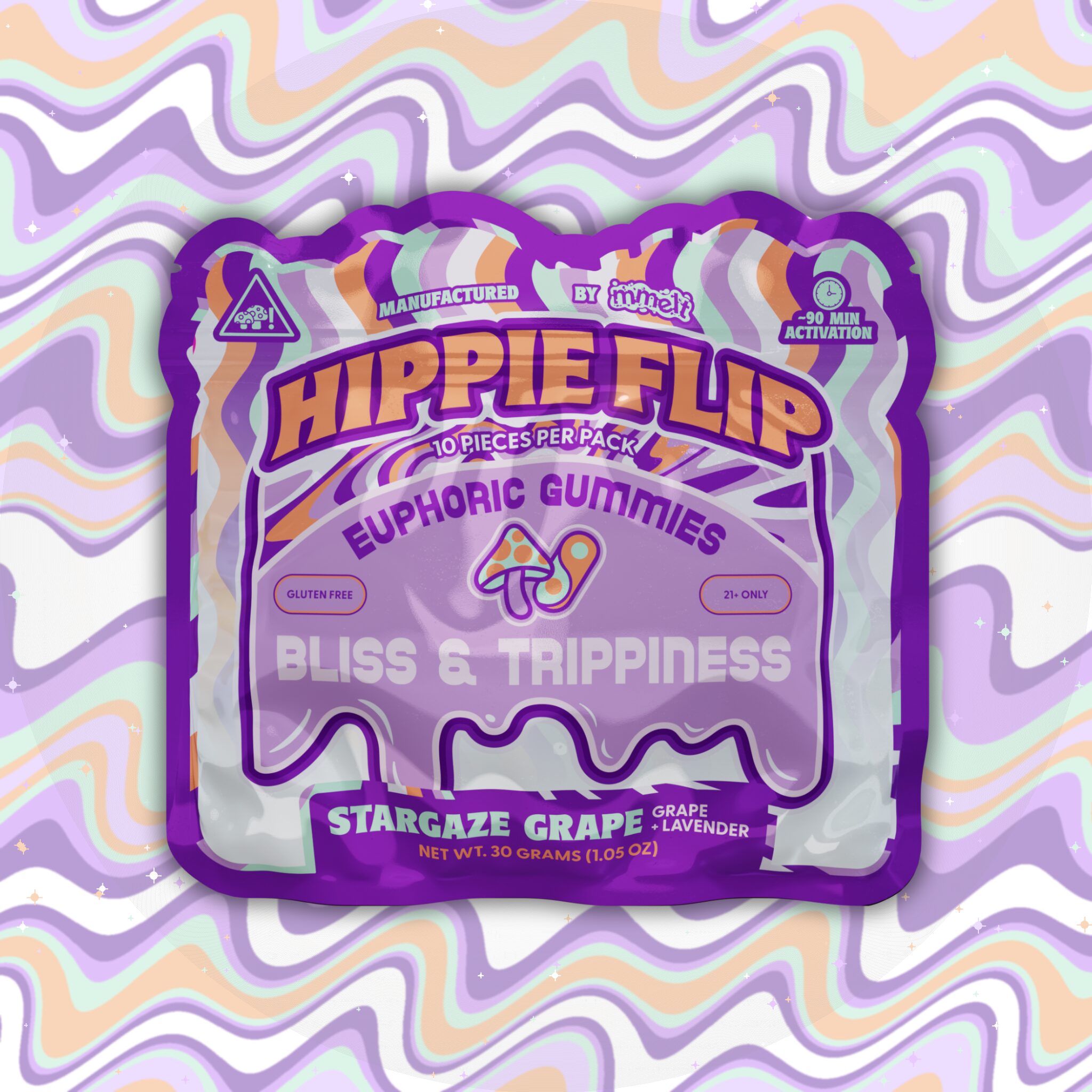 Hippie Flip Mushroom Gummies Stargaze Grape 6G gummy 6-pack