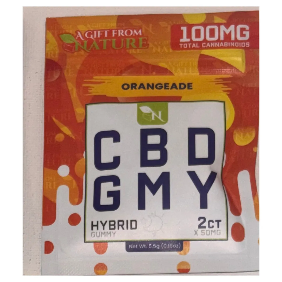 Gift From Nature Gummies Orangeade 2ct pack with 100mg broad spectrum CBD