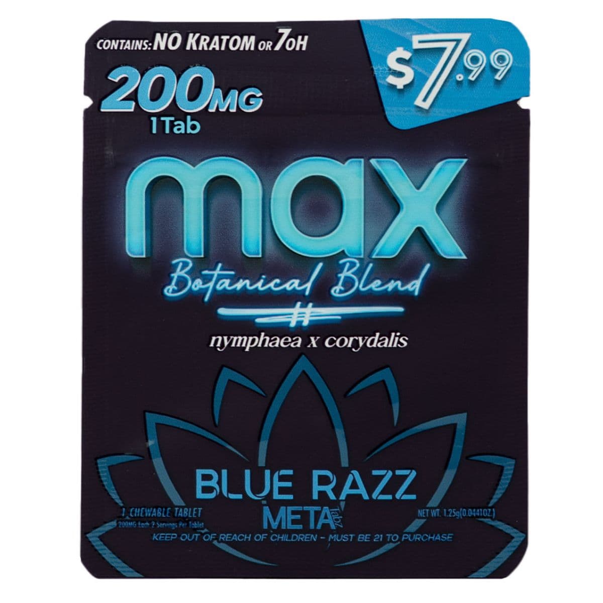 MAX Botanical Blend Tablet Blue Razz single 200mg chewable pouch
