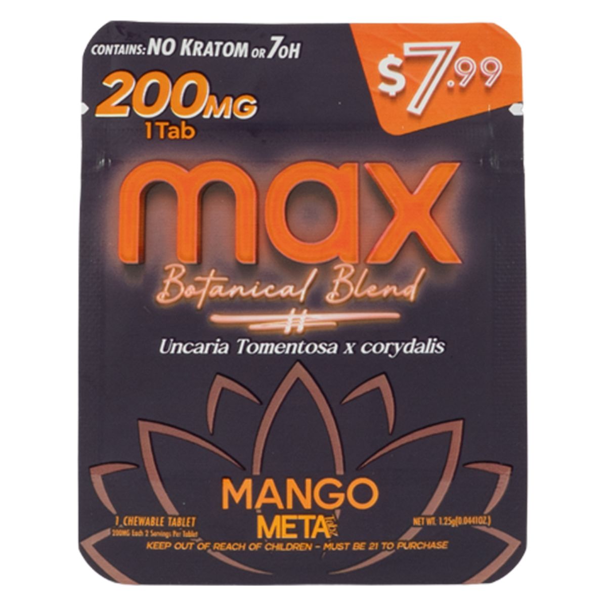 MAX Botanical Blend Tablet Mango single 200mg chewable pouch