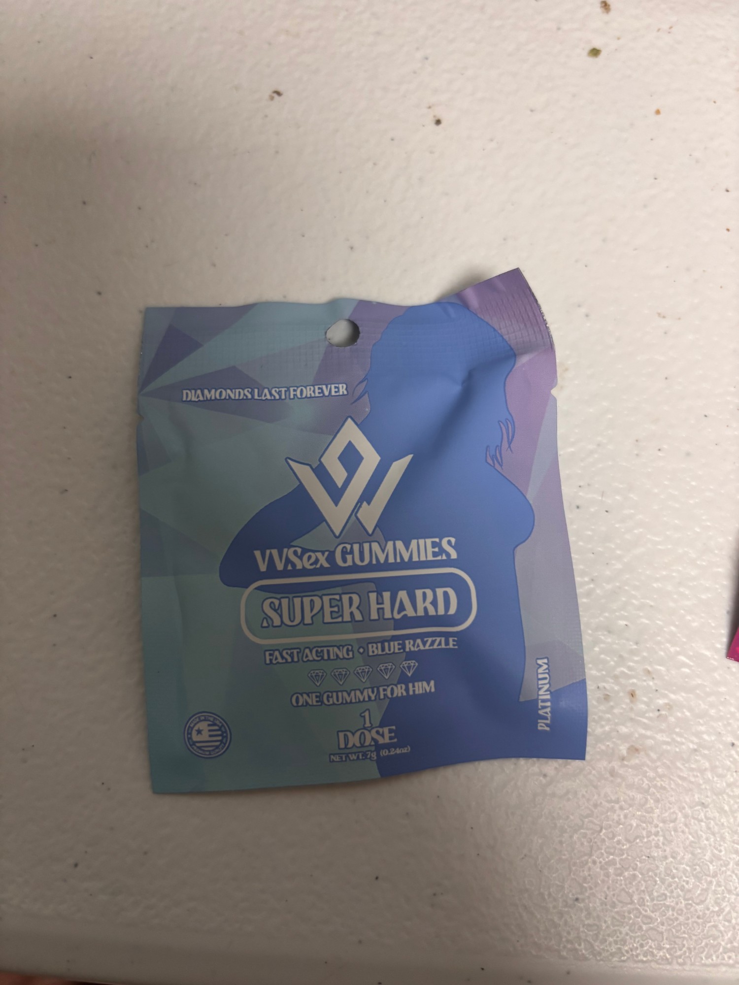 VVSex Gummies Super Hard Blue Razzle fast acting male enhancement gummy 1 dose 7g single pack