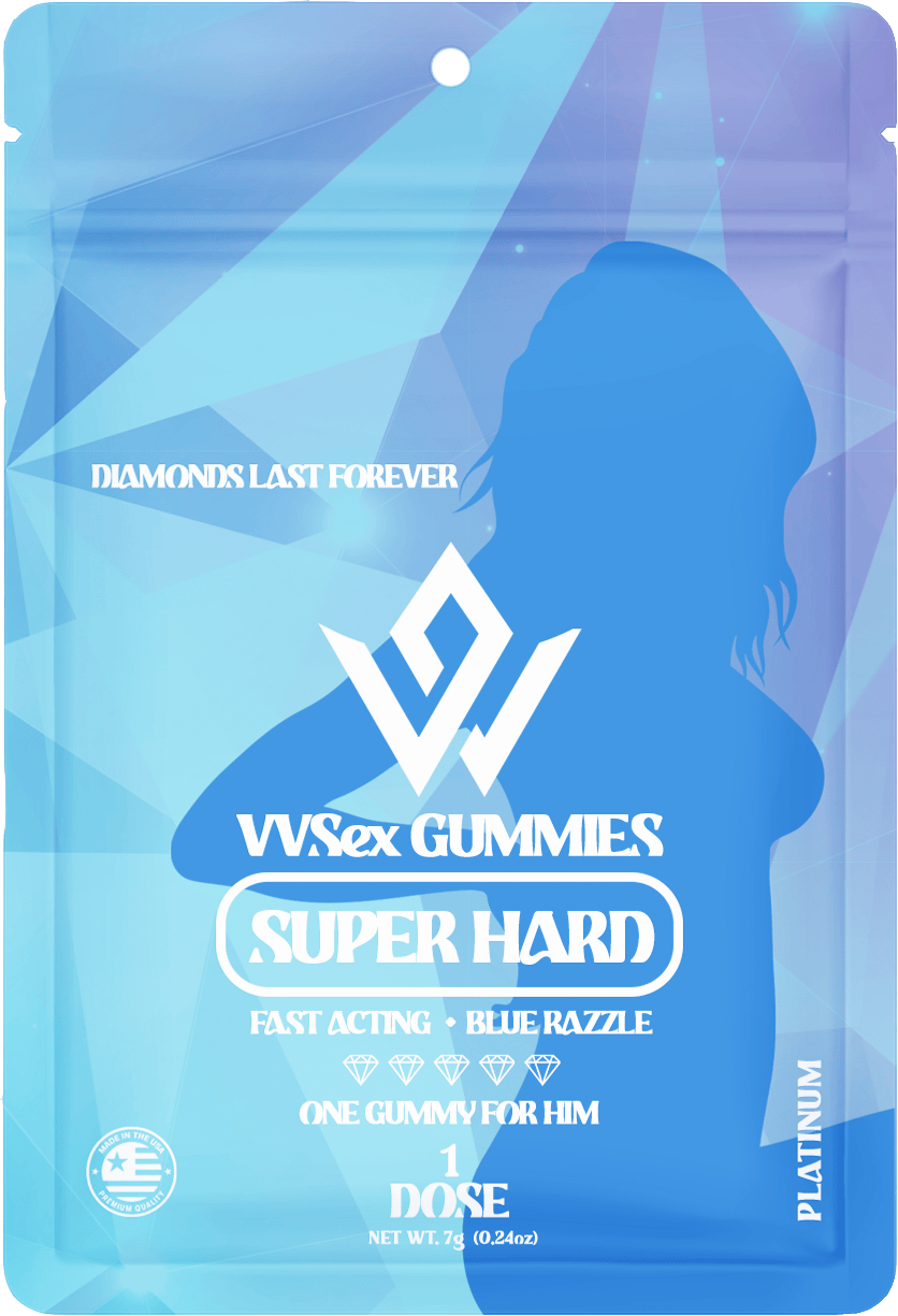 VVSex Gummies Super Hard Blue Razzle fast acting male enhancement gummy 1 dose 7g pouch